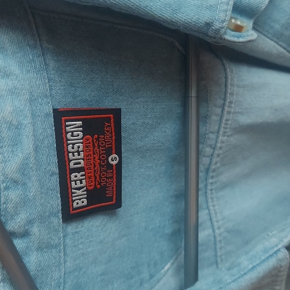 Biker Design For Ladies Button up Shirt 100 percent Cotton Made in Turkey - Picture 2 of 4